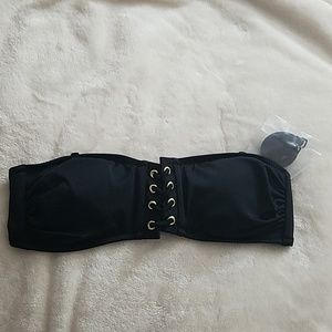 PINK VS LACE-UP BLACK BANDEAU